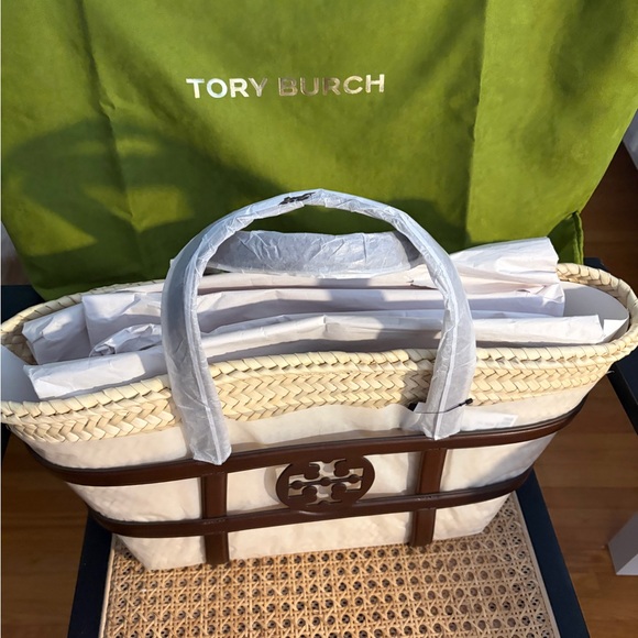 Tory Burch Basket tote w/ Brown leather - Picture 4 of 5